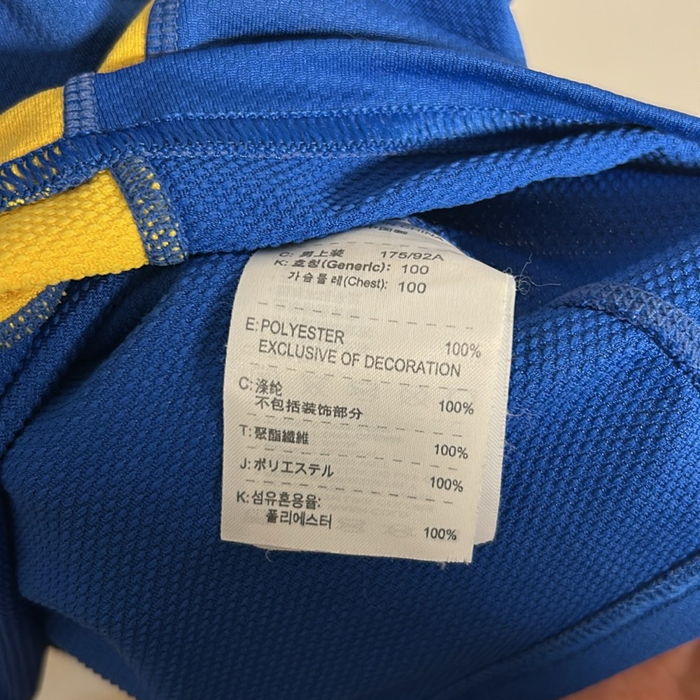 Nike Fit Dry Blue and Yellow Performance Quick Dry Short Sleeve Shirt Sz Large - Picture 13 of 13
